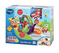 VTech - Supergiro 360º TutTut Bólidos, Pistas y Coches de Juguete para niños +1 año, Circuito con looping para Combinar, Incluye Jorge Coche Carreras, Versión ESP