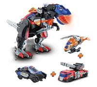 VTech - Switch&Go Dinos 4 en 1 Mega T-Rex S.O.S., Superdinosaurio Combinado de Tres vehículos de Emergencia, Dinosaurios y Figuras de acción, Juguete para niños +3 años, Versión ESP
