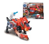 VTech - Switch&Go Dinos, Salvador tricerátops camión de Bomberos, Incluye Moto de Rescate, Cañón de Agua, Juguete transformable 2en1 Dino-Car, para niños +3 años, Exclusivo en Amazon, Versión ESP
