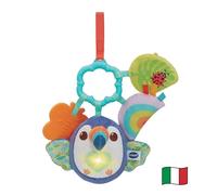 VTech Tiki el Tucano - Anillo sensorial para recién nacidos, juego musical sensorial con sonajero y mordedor, juguete para recién nacidos con tejidos suaves, idioma italiano, pilas en
