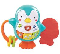 VTech - Tino el pingüino, Juguete para bebé, mordedor y sonajero interactivo con actividades para descubrir los animales, números, colores y divertidas canciones