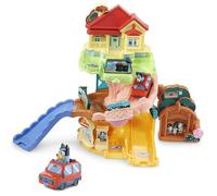 VTech - TutTut Bólidos Casa Familiar de Bluey, Circuitos, Coches y playsets de Juguete, Niños +1 Año, Rampas y Sensores Mágicos, Frases y Música, Coche Incluido, Versión ESP