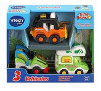 VTech - TutTut Bólidos Pack de 3 Coches con botón Sorpresa, Susana la Caravana, Riesgo Todoterreno y Andrés el Quad, Multicolor, Versión ESP
