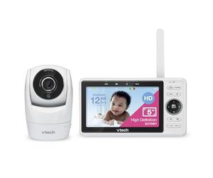 VTech Vigilabebés WiFi Inteligente VM901, Pantalla 720p de 5 Pulgadas, cámara de vídeo 1080p, visión Nocturna HD, Zoom panorámico/inclinable Totalmente Remoto, conversación bidireccional.