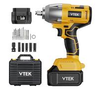 VTEK Desatornillador de impacto con batería 1/2 pulg. de carga rápida, alto par de torsión 700N.m (515 Ft-lb) Desatornillador de impacto sin escobillas para automóviles y herramientas
