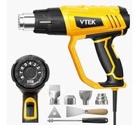VTEK Pistola de calor 1800W pistola de aire caliente Control de Temperatura Variable de 60℃ a 650℃,Protección Contra Sobrecarga, 4 Boquillas para Decapar, Soldar y Encoger