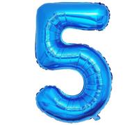 Vthoviwa 101 CM Globo Numero 5 Azul Profundo, Globos 5 Cumpleaños Fiesta 0-90, Número 5 Decoración Fiesta Del Aniversario Soporte Helio