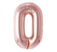 Vthoviwa 40 Pulgadas Globo Numero 0 Rosa Oro, Globos 0 Cumpleaños Fiesta 0123456789,10-19,20-25,30,40,50,60,70,80,90, Número 0 Decoración Fiesta Del Aniversario Soporte Helio