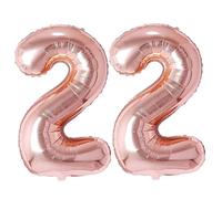 Vthoviwa 40 Pulgadas Globo Numero 22 Rosa Oro, Globos 22 Cumpleaños Fiesta 0123456789,10-19,20-25,30,40,50,60,70,80,90, Número 22 Decoración Fiesta Del Aniversario Soporte Helio