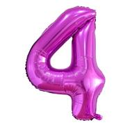 Vthoviwa 40 Pulgadas Globo Numero 4 Rosa Rojo, Globos 4 Cumpleaños Fiesta 0123456789,10-19,20-25,30,40,50,60,70,80,90, Número 4 Decoración Fiesta Del Aniversario Soporte Helio