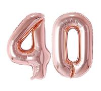 Vthoviwa 40 Pulgadas Globo Numero 40 Rosa Oro, Globos 40 Cumpleaños Fiesta 0123456789,10-19,20-25,30,40,50,60,70,80,90, Número 40 Decoración Fiesta Del Aniversario Soporte Helio