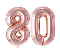 Vthoviwa 40 Pulgadas Globo Numero 80 Rosa Oro, Globos 80 Cumpleaños Fiesta 0123456789,10-19,20-25,30,40,50,60,70,80,90, Número 80 Decoración Fiesta Del Aniversario Soporte Helio