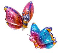 Vthoviwa Globo de mariposa 4D de color rosa y azul, 2 unidades, globos de papel de aluminio, decoración para fiestas de cumpleaños, bodas, fiestas en el jardín, accesorios para fotos, decoración de