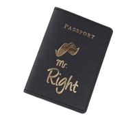 VTIDOBE Mr. Mrs. Soporte para pasaportes de despedida de soltera, regalos de cuero, fundas para pasaportes, boda, luna de miel, viajes, esencial para novia Groo, negro