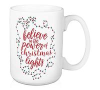 VTmaio Divertida taza de café divertida de 325 ml, con texto en inglés "Believe In The Power Of The Christmas", regalo de vacaciones, regalo de oficina, taza de café de vacaciones, taza de café