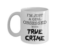 VTmaio Divertida taza de café divertida de 325 ml con texto en inglés "I'm Just a Girl Obsessed with True Crime (I'm Just a Girl Obsessed with True Crimen)