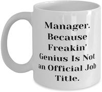 VTmaio Funny Mug New Manager Mug Manager. Because Freakin' Genius Is Not an Official Job Title Best for Coworkers Holiday 325 ml