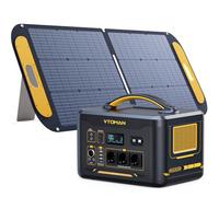 VTOMAN Jump 1500X Estación de Energía Portátil con 110W Panel Solar, 1500W/828Wh Batería LiFeP04 Generador Solar, Salida CA de 3 1500W/Salida USB QC 3.0 para Acampada al Aire Libre, Viajes, Pesca
