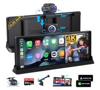 Vtopek Pantalla 4K Apple Carplay con soporte exclusivo Carplay de 10,26 pulgadas, pantalla de coche Android con cámara giratoria de 350°, pantalla portátil Carplay Buddy con Bluetooth Siri Mirror Link