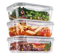 Vtopmart Juego de 3 Tapers de Cristal, Recipientes de Vidrio, 1035ml (35oz), Tuppers Cristal Hermeticos, Reutilizable, para Hornos, Microondas, Frigoríficos y Lavavajillas