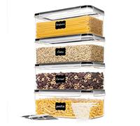 Vtopmart Juego de 4 recipientes herméticos de almacenamiento de alimentos con tapas, 3.2 L, recipientes de plástico para organizador de pasta, sin BPA, herméticos, organización de despensa de cocina