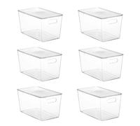 Vtopmart Paquete de 6 contenedores de almacenamiento apilables transparentes con tapas y asas, XL