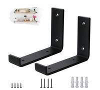 VTOPVMAX Pack de 2 Soporte Estanteria Pared para Balda Flotante - Escuadras Metalicas 0,5 cm de Espesor, Soporte Baldas Pared Industrial en Color Negro Moderno para Estanterias de Diseño, 15 cm