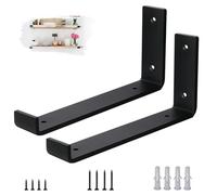 VTOPVMAX Pack de 2 Soporte Estanteria Pared para Balda Flotante - Escuadras Metalicas 0,5 cm de Espesor, Soporte Baldas Pared Industrial en Color Negro Moderno para Estanterias de Diseño, 25 cm