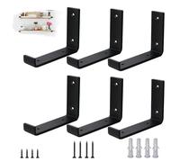 VTOPVMAX Pack de 6 Soporte Estanteria Pared para Balda Flotante - Escuadras Metalicas 0,5 cm de Espesor, Soporte Baldas Pared Industrial en Color Negro Moderno para Estanterias de Diseño, 15 cm