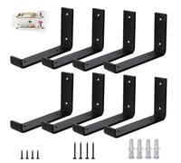 VTOPVMAX Pack de 8 Soporte Estanteria Pared para Balda Flotante - Escuadras Metalicas 0,5 cm de Espesor, Soporte Baldas Pared Industrial en Color Negro Moderno para Estanterias de Diseño, 20 cm