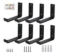 VTOPVMAX Pack de 8 Soporte Estanteria Pared para Balda Flotante - Escuadras Metalicas 0,5 cm de Espesor, Soporte Baldas Pared Industrial en Color Negro Moderno para Estanterias de Diseño, 15 cm