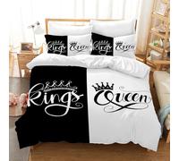 VTRXEG Funda nórdica King y Queen, funda nórdica blanca y negra de matrimonio, incluye 1 funda nórdica y 2 fundas de almohada, juego de ropa de cama para parejas (B, 220 x 240 cm)