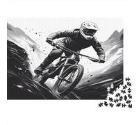 VTT Action |Style d'illustration en Noir et Blanc| Puzzles Amusants En Famille 38x26cm/1000pcs Adultes