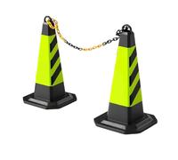 Vttui Conos de Tráfico de Goma y Postes de Estacionamiento con Cadena - Juego de Conos de Seguridad de Calidad para Señalización Vial y Control de Vehículos(Size:70 * 35cm)