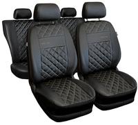 VTVauto Fundas de Asiento Line Negro con Costuras Beige, Polipiel | compatibles con Ford Ka Plus