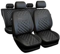 VTVauto Fundas de Asiento Line Negro con Costuras Plateadas, Polipiel | compatibles con Ford Ka Plus