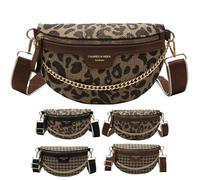 VTYFRY Riñonera cruzada para mujer, a la moda, con estampado de leopardo, con cremallera, casual, versátil, Marrón leopardo, L, Bolsos cruzados modernos para mujer