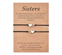 VU100 2 Piezas Pulsera para Hermanas Regalo de Hermanas Pulsera de Acero Inoxidable en Forma de Corazón Ajustable Pulsera de Amistad para Hermanas Amigas Niñas Mujeres