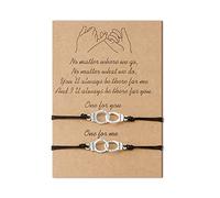 VU100 2Pcs Encanto de esposas Cuerdas de amistad tejidas Pulseras Pareja Mejor amigo Distacne A juego para Mujeres Hombres Niñas Niños Regalos