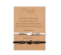 VU100 2PCS Yin Yang Tai Chi Pulsera, Pulsera a juego Parejas Pulsera de amistad trenzada ajustable, Mejor amigo Pareja Pulsera Mujeres Hombres obsequio