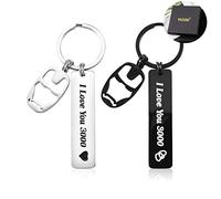 VU100 I Love You 3000 Llavero Hombres Mujeres Niños Niñas Vengadores Fans Iron Man Cumpleaños Día de San Valentín (Negro y Plata)