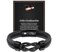 VU100 Pulsera de Cuero para Hombre Te Amo - Regalo de Cumpleaños para Hijo/Papá/Novio/Esposo Con Caja de Regalo