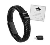 VU100 Pulsera de Cuero para Papá - Regalo para el Día del Padre y Cumpleaños - Para Mi Mejor Papá Te Quiero - Hombre