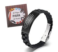 VU100 Pulsera de Cuero y Silicona para Papá - Regalo para el Día del Padre y Cumpleaños - Para Mi Mejor Papá (21cm)