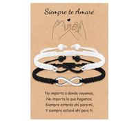 VU100 Pulsera Infinito Pulsera Trenzada Ajustable Te Amo Pulsera para Novio Novia Marido Esposa Regalo de San Valentín para Él y Ella