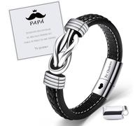 VU100 Pulsera para Papá Regalo para Papá Regalo del Día del Padre Pulsera de cuero para hombre Te Quiero Cumpleaños para Hombres (Plata)