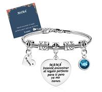VU100 Regalo Día de la Madre Pulsera para Mamá Regalo para Mamá Pulsera para Mujer Acero Inoxidable 316L Pulsera Ajustable Regalo de Cumpleaños Navidad para Mamá Mujer