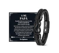 VU100 Regalo para Papá Regalo para el día del Padre Pulsera para Papá Te Quiero Papá Pulsera de Cuero para Hombre Cumpleaños para Él