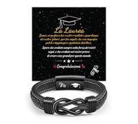 VU100 Regalos de Graduación para él Clase de 2025 Pulsera Graduación Cuero para él Hombres Hijo Sobrino Hermano Compañero Clase Maestría Doctorado Universitario Felicitar Escuela Secundaria