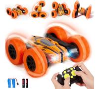 Vubkkty Coche de Control Remoto para niños 4WD 2.4GHz RC Stunt Car de 6 7 8 9 10 años Niños 360 ° Flip Stunt Car con música Juguetes para niños y niñas Naranja